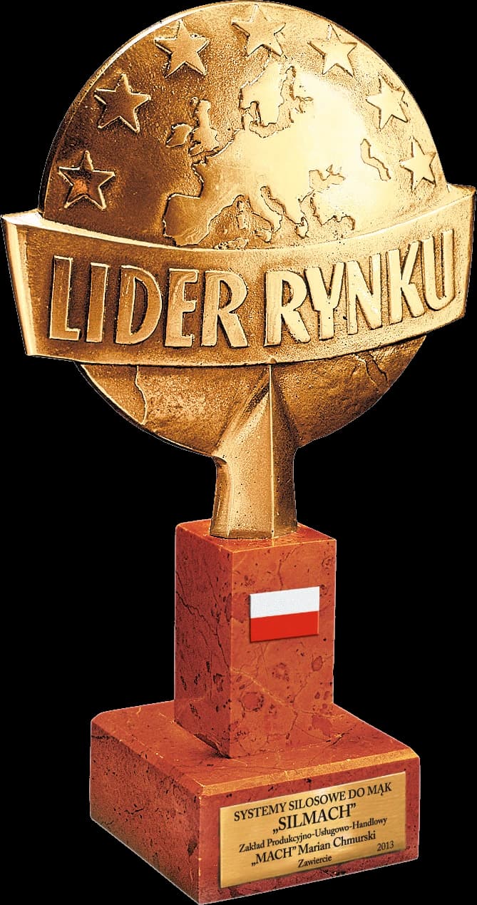 Statuetka Lider Rynku 2013 z tabliczką Systemy Silosowe do Mąk SILMACH