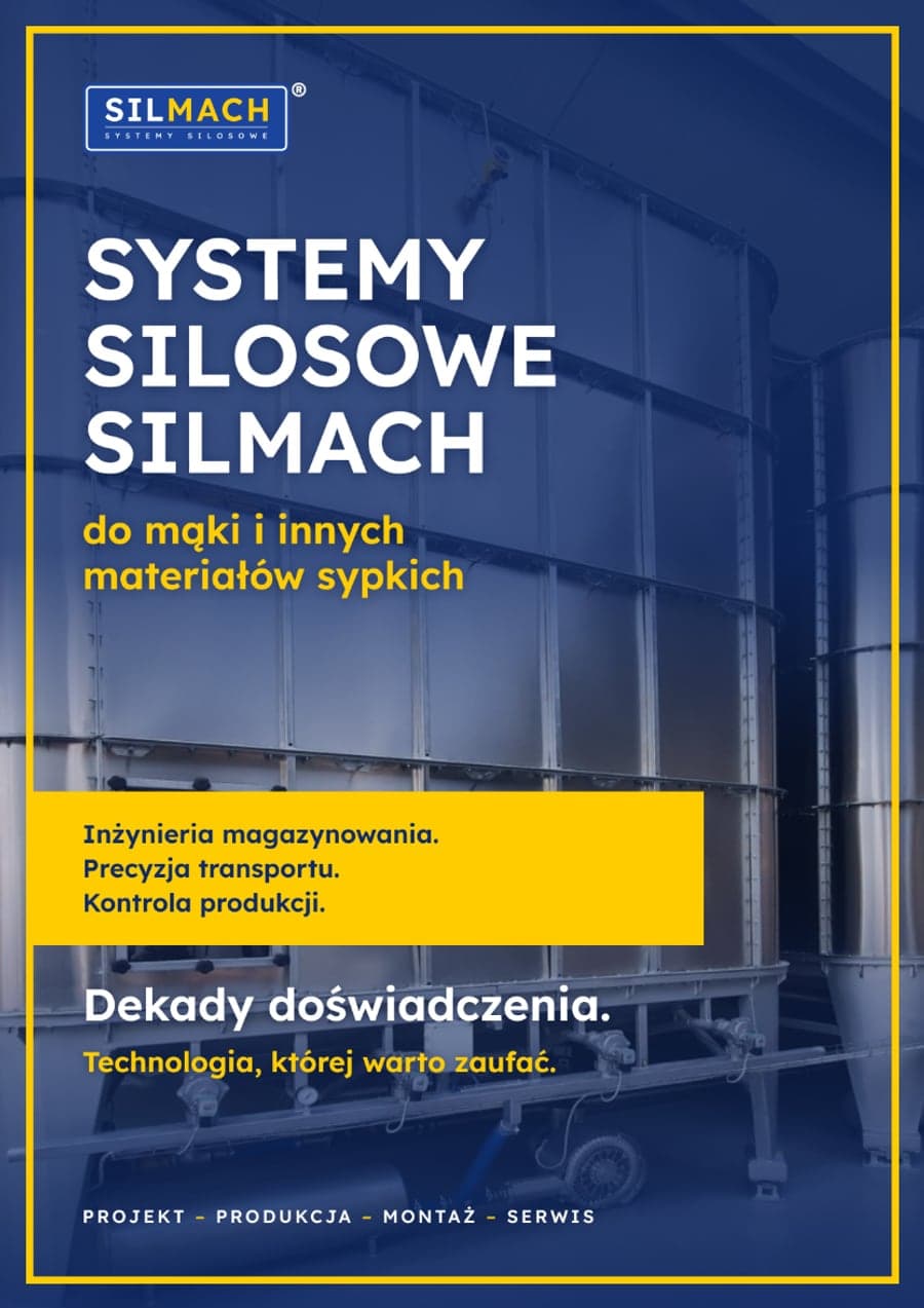 Okładka katalogu „Systemy silosowe SILMACH do mąki i innych materiałów sypkich”